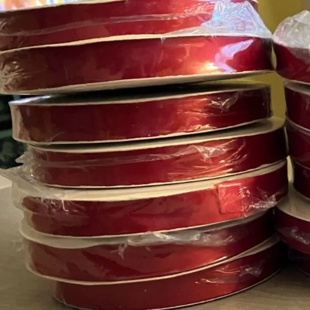 Red Double Faced Ribbon, 3/4
